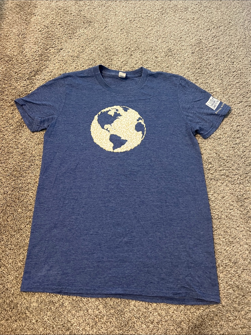 Anvil Blue Short-Sleeve T-Shirt with Cream Globe Graphic